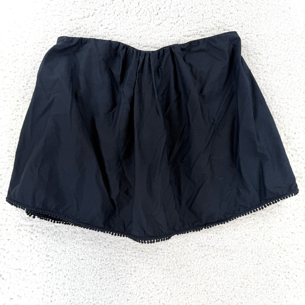 Anthropologie Top Womens Large Black Strapless Cropped Tassel Hem Tube Top L